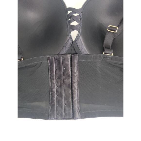 Torrid XO Plunge Push Up Longline Straight Back Bra 46D Pleather Black NEW - Picture 5 of 8